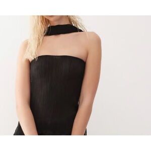 Lioness Black Strapless Bandeau Top with scarf